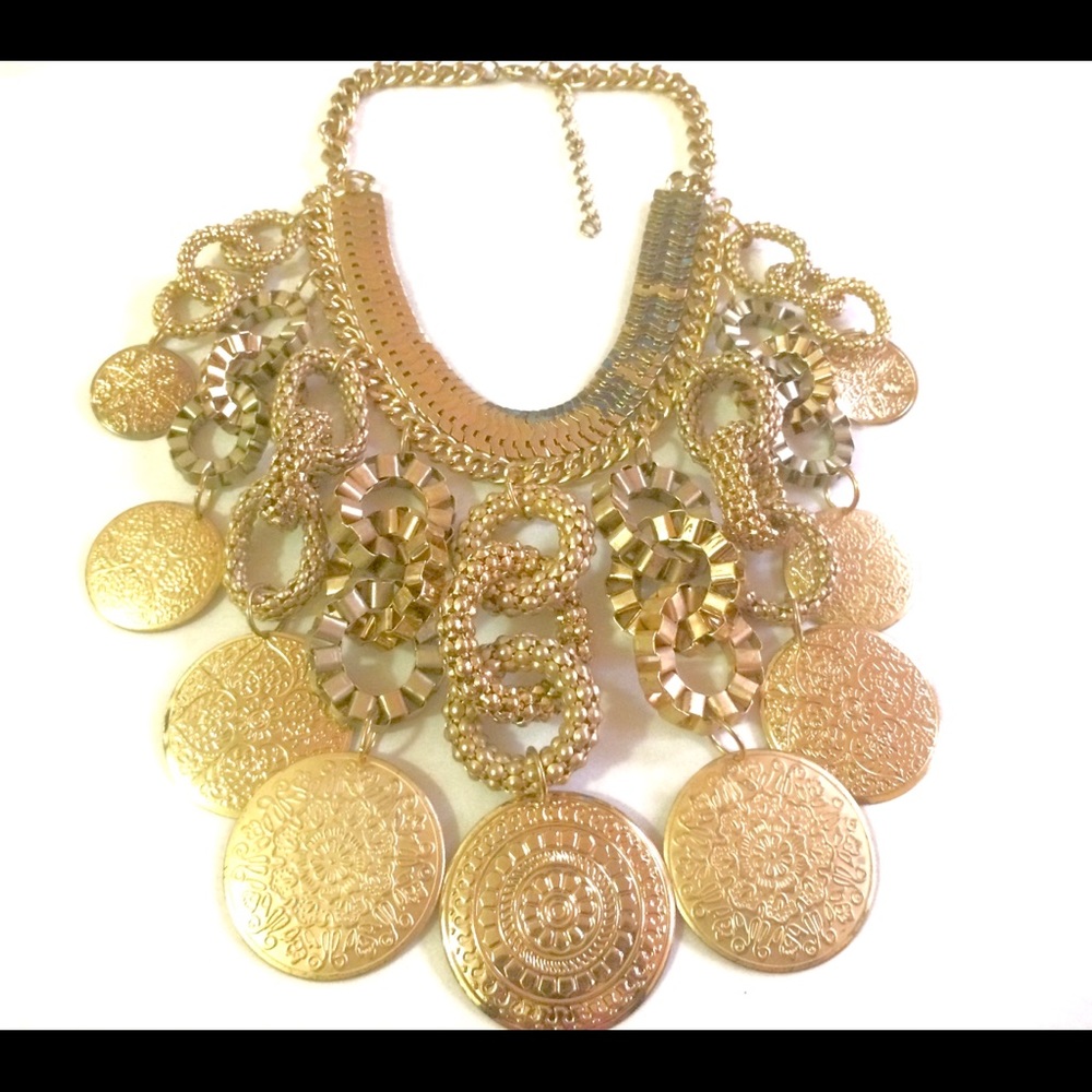 Large Gold Statement Necklace - image 3